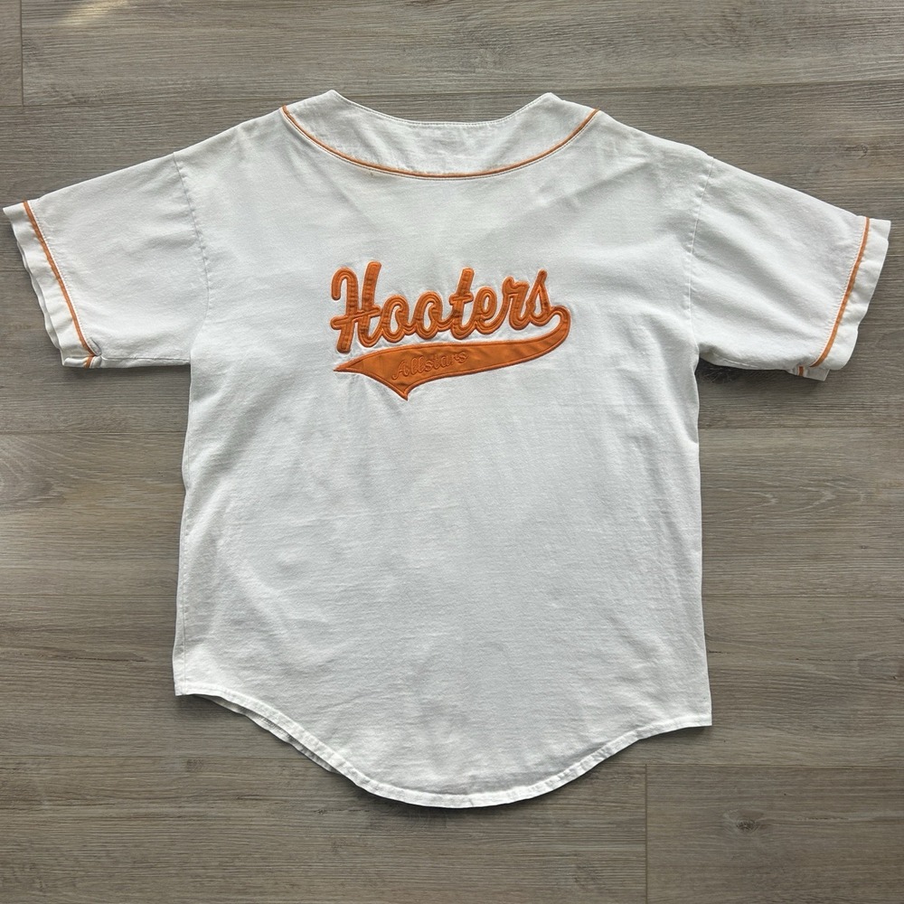 VTG 90s Hooters All star Baseball Jersey Size Large Made In USA 100% Cotton**